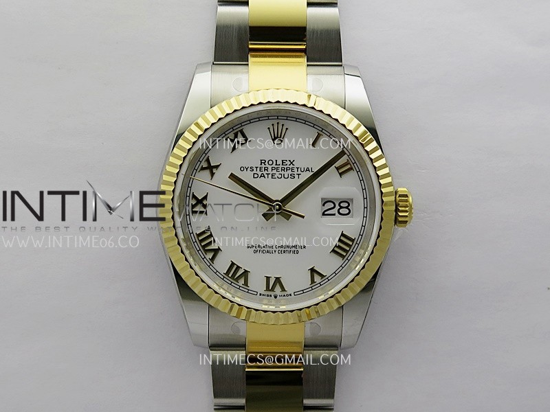 DateJust 126233 36mm 904L SS/YG AR+F 1:1 Best Edition White Dial Roman Marker On Oyster Bracelet DD3235