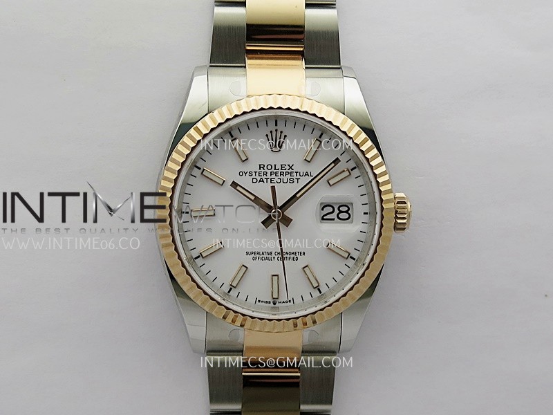 DateJust 126233 36mm 904L SS/RG AR+F 1:1 Best Edition White Dial Stick Marker On Oyster Bracelet DD3235