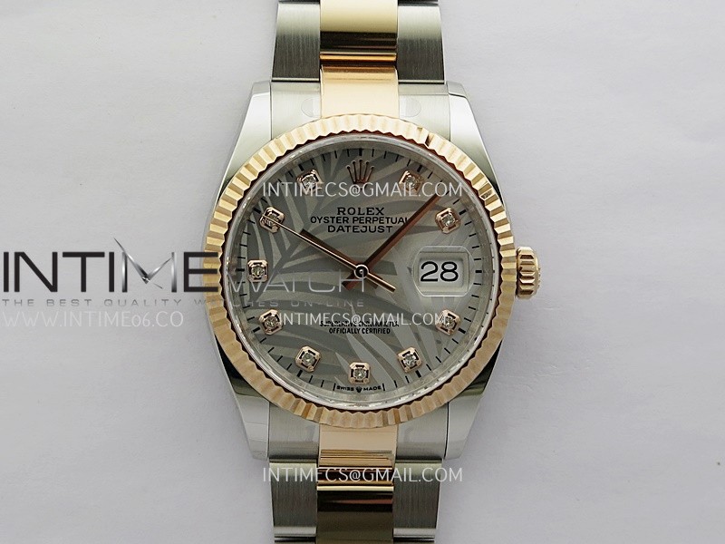 DateJust 126233 36mm 904L SS/RG ONE Factory 1:1 Best Edition Silver Leaves Dial Diamond Marker On Oyster Bracelet DD3235