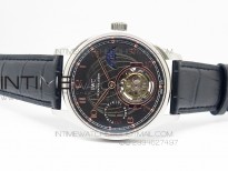 Portuguese Tourbillon SS AXF Gray Dial Gold Numbers moonphase on Black Leather Strap