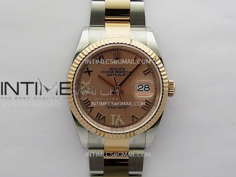 DateJust 126233 36mm 904L SS/RG AR+F 1:1 Best Edition RG Dial Roman Diamond Marker On Oyster Bracelet DD3235