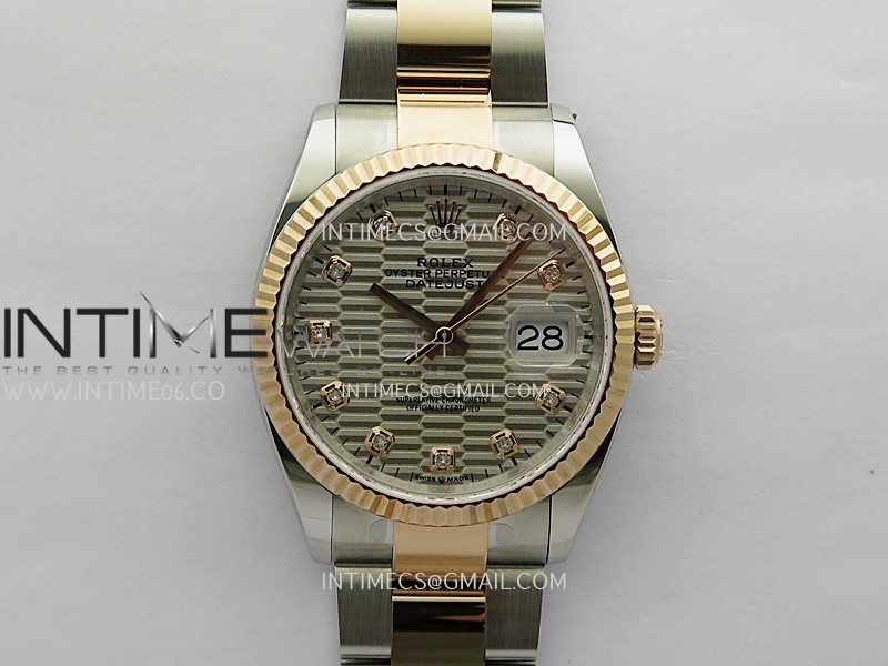 DateJust 126233 36mm 904L SS/RG ONE Factory 1:1 Best Edition Silver Fluted Dial Diamond Marker On Oyster Bracelet DD3235