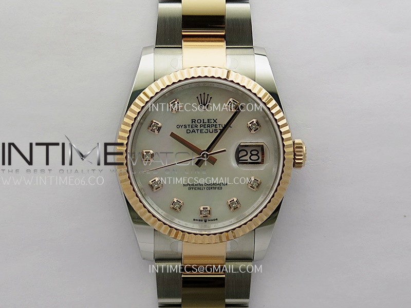 DateJust 126233 36mm 904L SS/RG ONE Factory 1:1 Best Edition White MOP Dial Diamond Marker On Oyster Bracelet DD3235