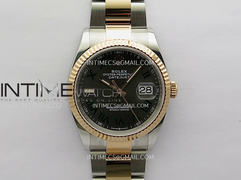 DateJust 126233 36mm 904L SS/RG ONE Factory 1:1 Best Edition Gray Dial Roman Marker On Oyster Bracelet DD3235