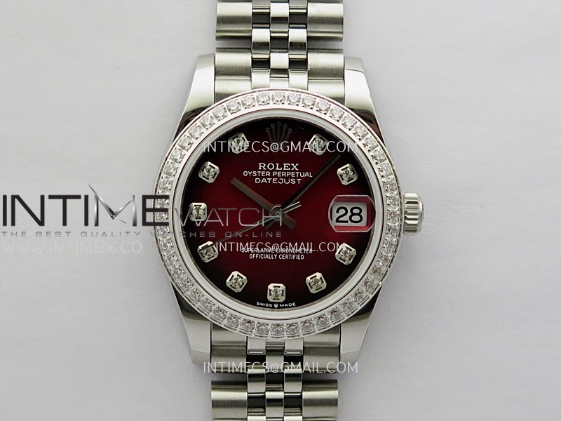 DateJust 31mm Diamond Bezel 904L SS GMF Best Edition Red Ombre Dial On 904L SS Jubilee Bracelet A2824 DateJust 31mm Diamond Bezel 904L SS GMF Best Edition Red Ombre Dial On 904L SS Jubilee Bracelet A2824