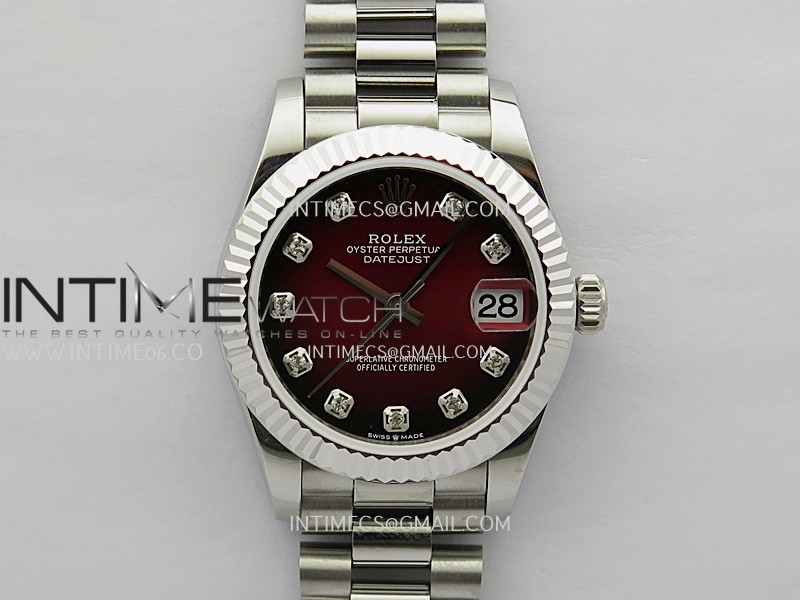 DateJust 31mm 904L SS GMF Best Edition Red Ombre Dial On 904L SS President Bracelet A2824 DateJust 31mm 904L SS GMF Best Edition Red Ombre Dial On 904L SS President Bracelet A2824