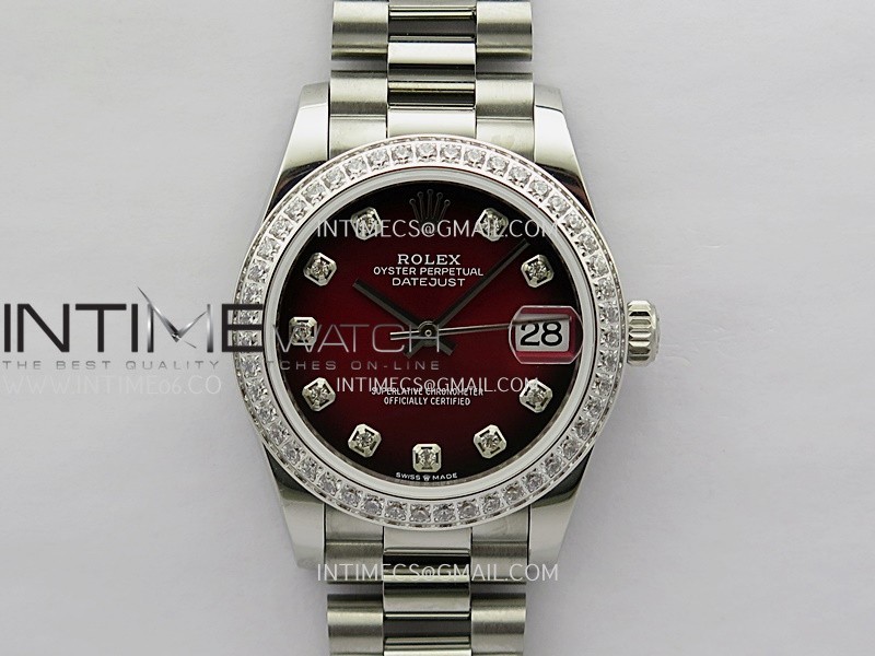 DateJust 31mm Diamond Bezel 904L SS GMF Best Edition Red Ombre Dial On 904L SS President Bracelet A2824 DateJust 31mm Diamond Bezel 904L SS GMF Best Edition Red Ombre Dial On 904L SS President Bracelet A2824