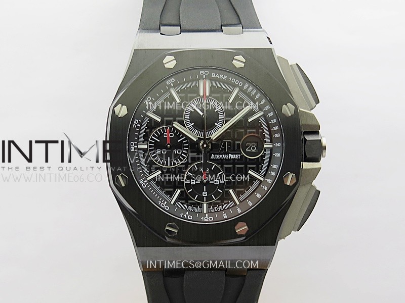 Royal Oak Offshore 44mm Black Ceramic APJF 1:1 Best Edition Black Dial on Black Rubber Strap A3126 Royal Oak Offshore 44mm Black Ceramic APJF 1:1 Best Edition Black Dial on Black Rubber Strap A3126