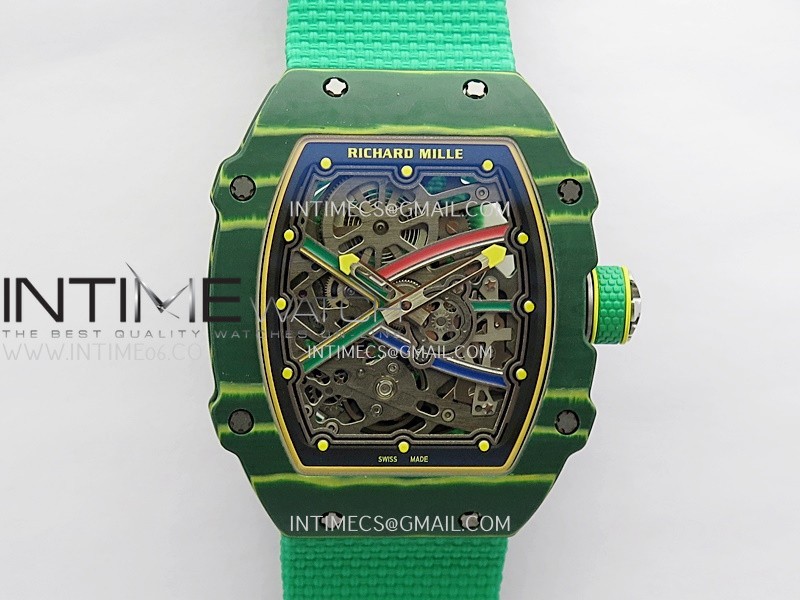 RM67-02 Real Green NTPT 1:1 Best Edition Skeleton Dial On Green Nylon strap CRMA7 Clone RM67-02 Real Green NTPT 1:1 Best Edition Skeleton Dial On Green Nylon strap CRMA7 Clone