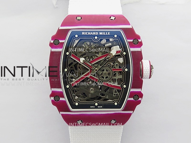 RM67-02 Real Red/Black NTPT 1:1 Best Edition Skeleton Dial On White Nylon strap CRMA7 Clone RM67-02 Real Red/Black NTPT 1:1 Best Edition Skeleton Dial On White Nylon strap CRMA7 Clone