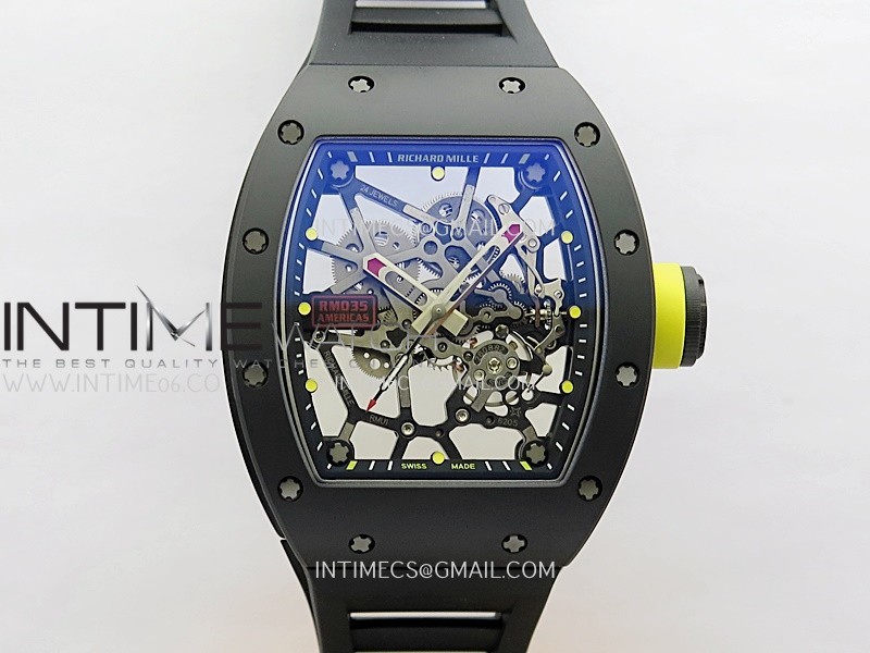 RM035 AMERICAS MANUAL CARBON/BLACK CERAMIC ZF 1:1 BEST EDITION SKELETON DIAL ON BLACK RUBBER STRAP SUPER CLONE RMUL1 RM035 AMERICAS MANUAL CARBON/BLACK CERAMIC ZF 1:1 BEST EDITION SKELETON DIAL ON BLACK RUBBER STRAP SUPER CLONE RMUL1