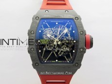 RM035-01 Black Carbon ZF Best Edition Skeleton Dial On Red Rubber Strap Super Clone RMUL2