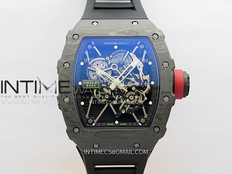 RM035-01 Black Carbon ZF Best Edition Skeleton Dial On Black Rubber Strap Super Clone RMUL2 RM035-01 Black Carbon ZF Best Edition Skeleton Dial On Black Rubber Strap Super Clone RMUL2