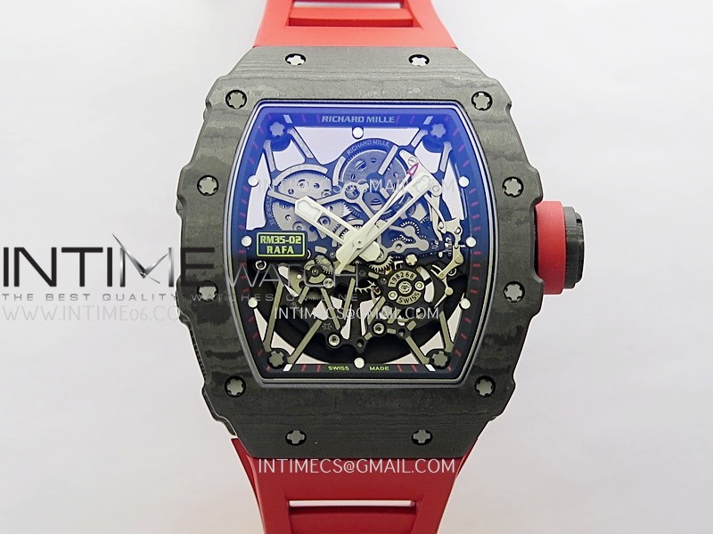 RM035-02 Real Black NTPT ZF 1:1 Best Edition Skeleton Dial On Red Rubber Strap Real Super Clone RMAL1 V7 RM035-02 Real Black NTPT ZF 1:1 Best Edition Skeleton Dial On Red Rubber Strap Real Super Clone RMAL1 V7
