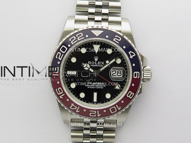 GMT-Master II 126710 BLRO Blue/Red V2 904L SS QF 1:1 Best Edition Black Dial On Jubilee Bracelet SH3285 CHS