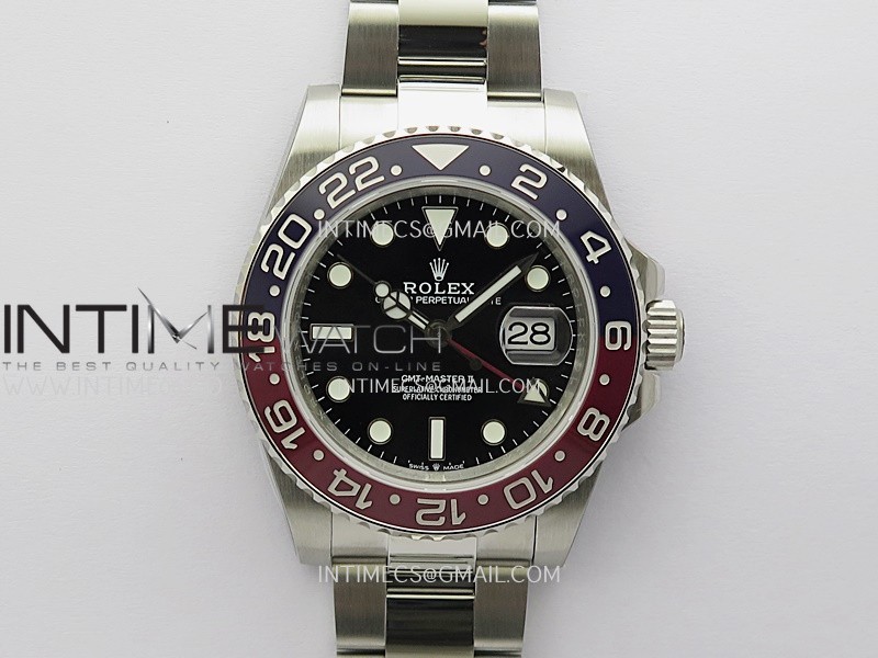 GMT-Master II 126710 BLRO Blue/Red V2 904L SS QF 1:1 Best Edition Black Dial On Oyster Bracelet SH3285 CHS