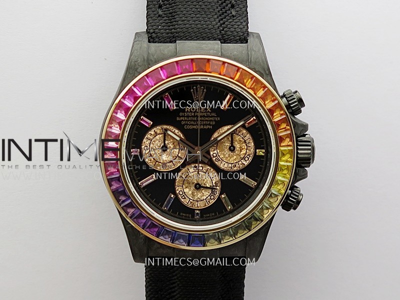 Daytona Rainbow Black Carbon SONIC 1:1 Best Edition Black Rainbow Dial on Black Nylon Strap SA4130 Daytona Rainbow Black Carbon SONIC 1:1 Best Edition Black Rainbow Dial on Black Nylon Strap SA4130