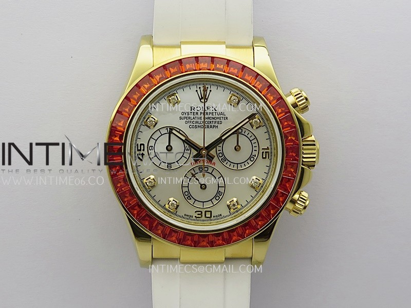 Daytona 116578 SACO "Orange Sapphire" SONIC 1:1 Best Edition White MOP Dial on White Oysterflex SA4130 Daytona 116578 SACO "Orange Sapphire" SONIC 1:1 Best Edition White MOP Dial on White Oysterflex SA4130
