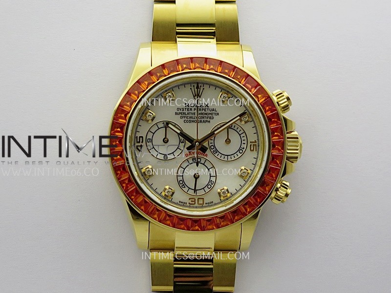 Daytona 116578 SACO "Orange Sapphire" SONIC 1:1 Best Edition White MOP Dial On RG Bracelet SA4130 Daytona 116578 SACO "Orange Sapphire" SONIC 1:1 Best Edition White MOP Dial On RG Bracelet SA4130