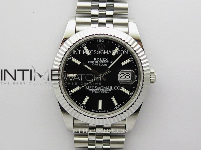 DateJust 41mm 126334 904 SS QF V2 1:1 Best Edition Black Dial Stick Marker On Jubilee Bracelet DD3235
