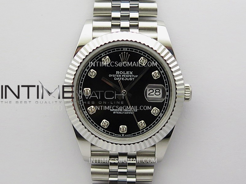 DateJust 41mm 126334 904 SS QF V2 1:1 Best Edition Black Dial Diamond Marker On Jubilee Bracelet DD3235