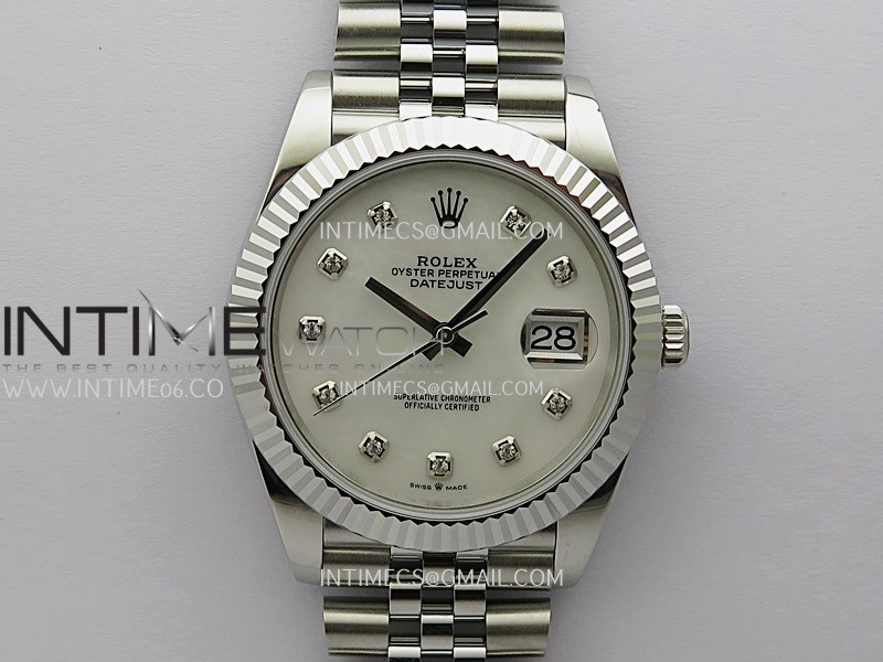 DateJust 41mm 126334 904 SS QF V2 1:1 Best Edition White MOP Dial Diamond Marker On Jubilee Bracelet DD3235