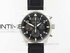 Pilot Chrono SS IW377709 ZF Best Edition Black Dial on Black Leather Strap A7750