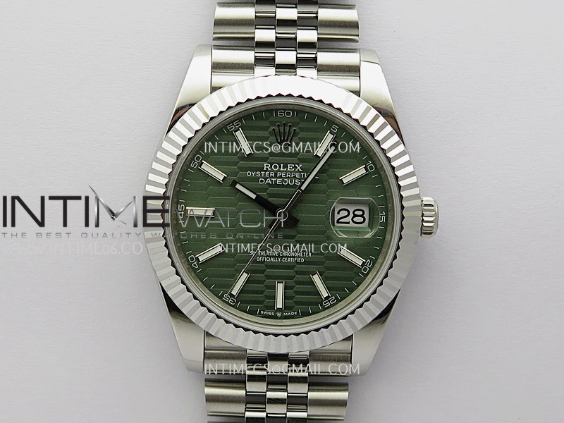 DateJust 41mm 126334 904 SS QF V2 1:1 Best Edition Green Fluted Dial Stick Marker On Jubilee Bracelet DD3235