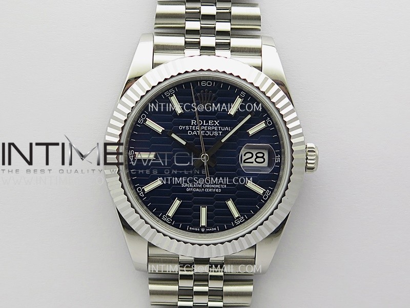 DateJust 41mm 126334 904 SS QF V2 1:1 Best Edition Blue Fluted Dial Stick Marker On Jubilee Bracelet DD3235