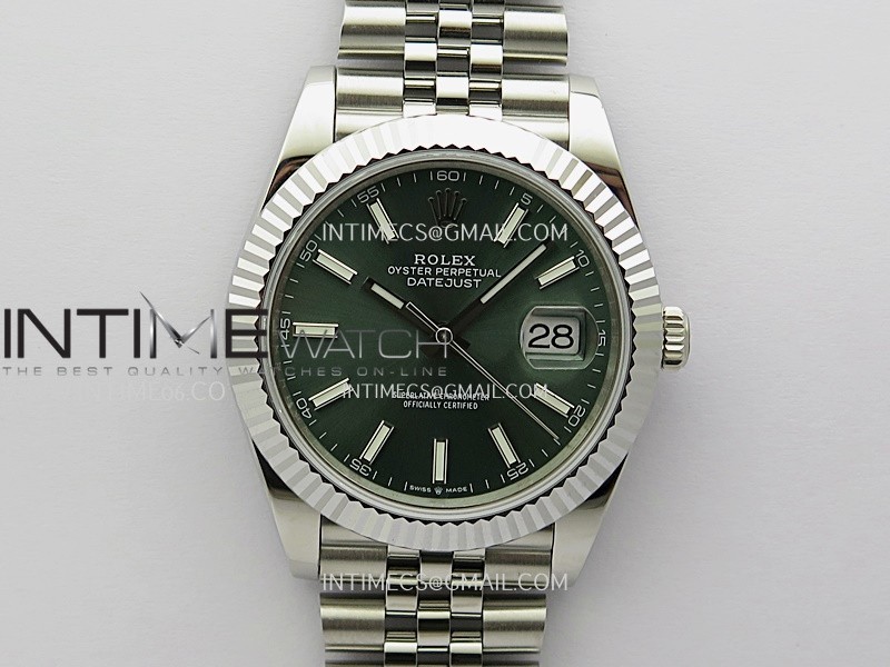 DateJust 41mm 126334 904 SS QF V2 1:1 Best Edition Green Dial Stick Marker On Jubilee Bracelet DD3235