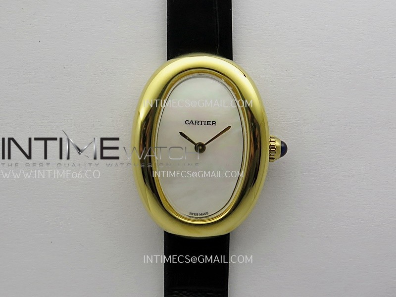 Baignoire Watch YG AF 1:1 Best Edition White MOP Dial On Black Croco Strap RONDA Quartz