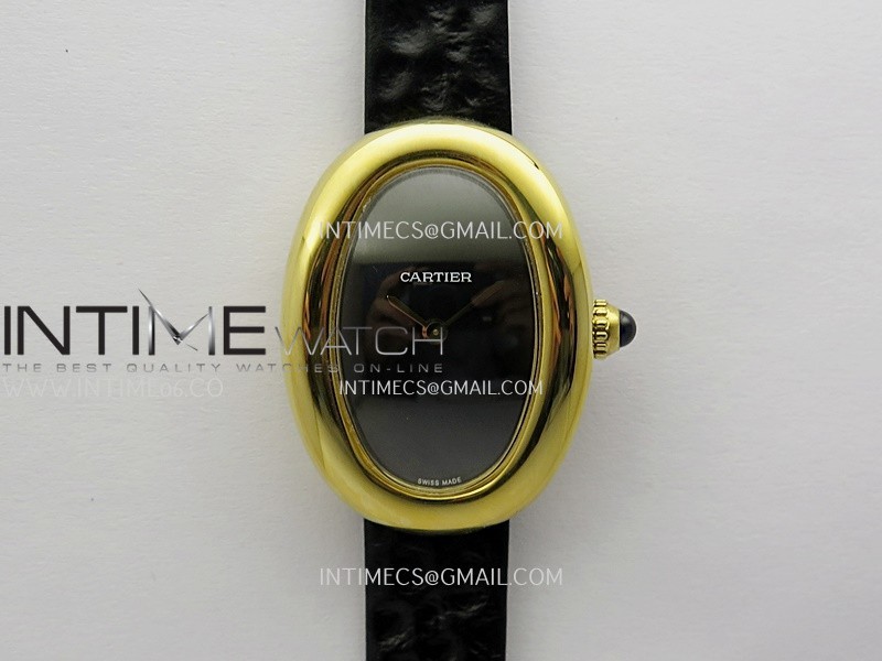 Baignoire Watch YG AF 1:1 Best Edition Black Dial On Black Leather Strap RONDA Quartz