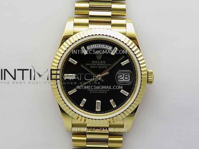 Day Date 228238 40mm Gain Weight QF 1:1 Best Edition Black Dial T Diamond Markers On YG President Bracelet SH3255