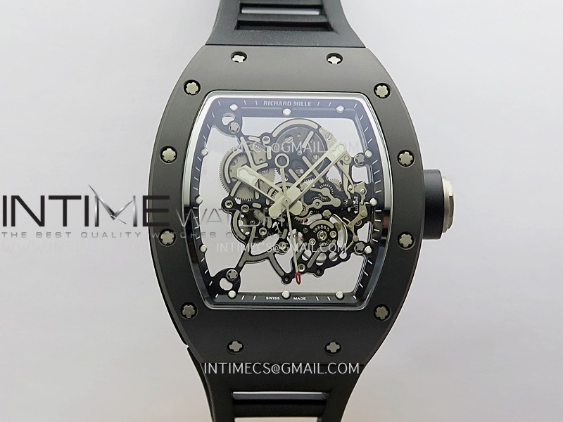 RM055 Black Ceramic Black Inner Bezel DF Best Edition On Black Rubber Strap RMUL2 Super Clone (Free Sprung)