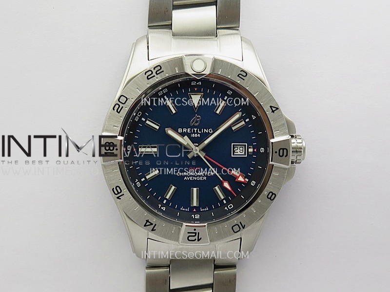 Avenger Chronometer 44mm GMT SS B50 Best Version Blue Dial On SS Bracelet A2836 Avenger Chronometer 44mm GMT SS B50 Best Version Blue Dial On SS Bracelet A2836