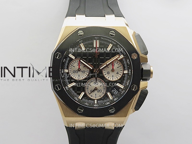 AP ROO 43mm 26420 Ceramic Bezel RG APSF 1:1 Best Edition Black/Silver Dial On Black Rubber Strap Super Clone SA4401(Free Sprung) AP ROO 43mm 26420 Ceramic Bezel RG APSF 1:1 Best Edition Black/Silver Dial On Black Rubber Strap Super Clone SA4401(Free Sprung)