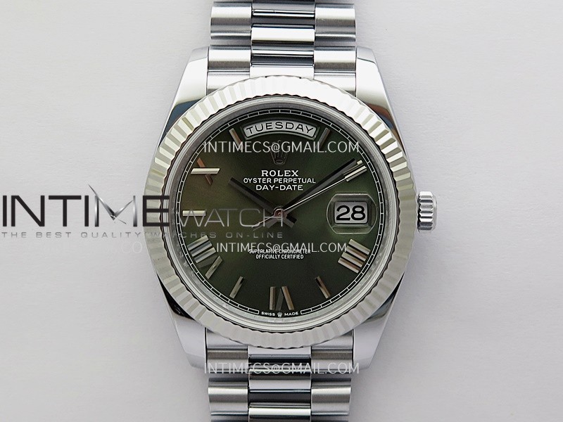 Day Date 228239 40mm Gain Weight QF 1:1 Best Edition Green Dial Roman Marker On YG President Bracelet DD3255