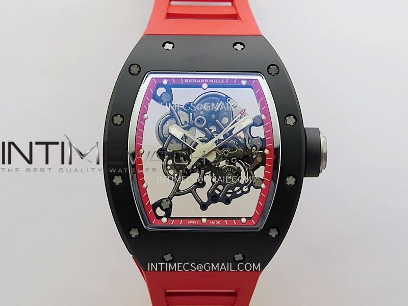 RM055 Black Ceramic Red Inner Bezel APSF 1:1 Best Edition On Red Rubber Strap RMUL2 Super Clone