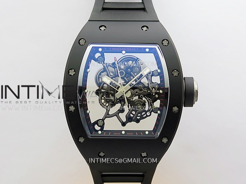 RM055 Black Ceramic Black Inner Bezel APSF 1:1 Best Edition On Black Rubber Strap RMUL2 Super Clone