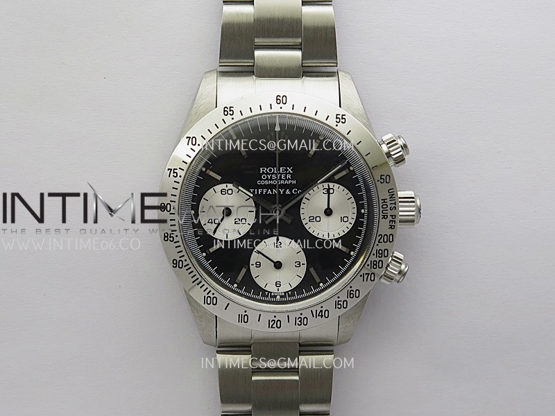 Daytona 6263 Style01 Tiffany SS B12 Best Edition Black Dial White Subdials On SS Bracelet Venus 75