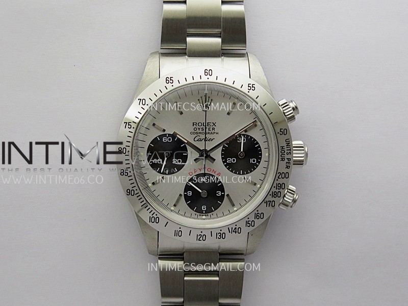 Daytona 6263 Style01 Cartier SS B12 Best Edition Silver Dial Black Subdials On SS Bracelet Venus 75