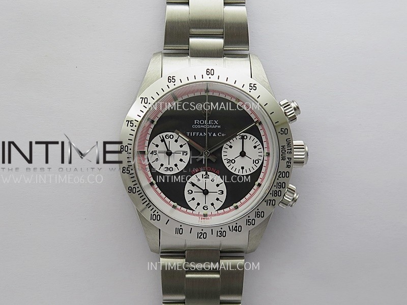 Daytona 6263 Style02 Tiffany SS B12 Best Edition Black Dial White Subdials On SS Bracelet Venus 75