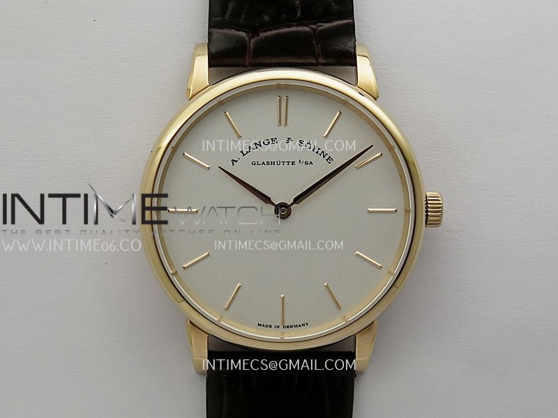 Saxonia Thin 211.026 RG SVF Best Edition Silver dial On Black Leather Strap A2892