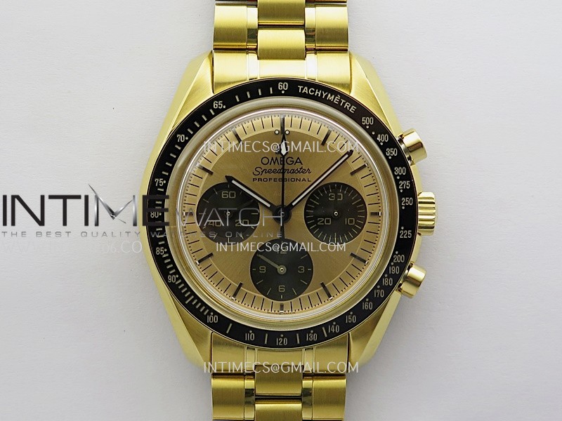 Speedmaster Professional YG N1F Best Edition Gold Dial Black Subdial On YG Bracelet Asian 3861