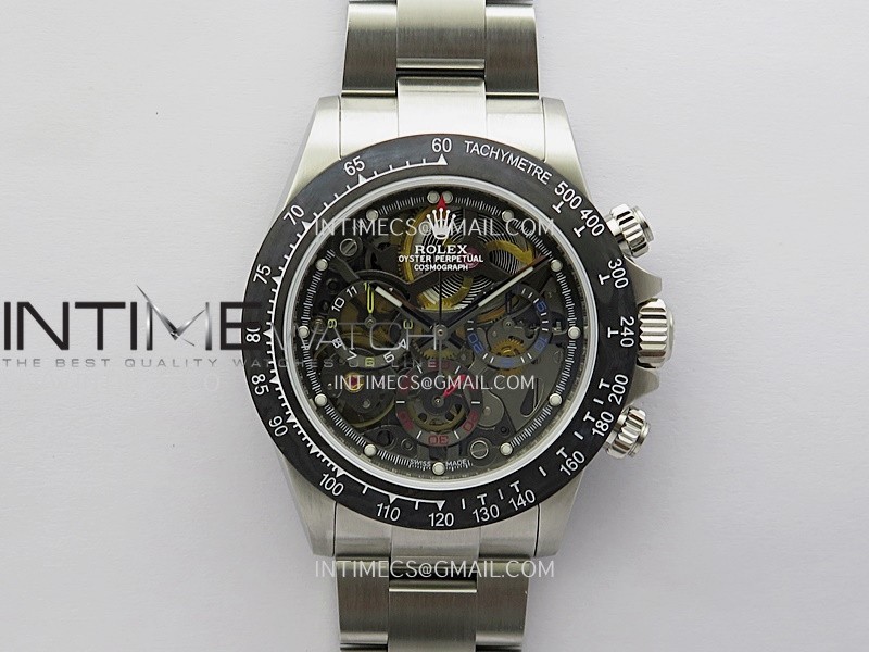 Daytona Arolla Challenge Carbon Bezel SS Sonic Best Edition Skeleton Dial On SS Oyster Bracelet Super Clone SA4130