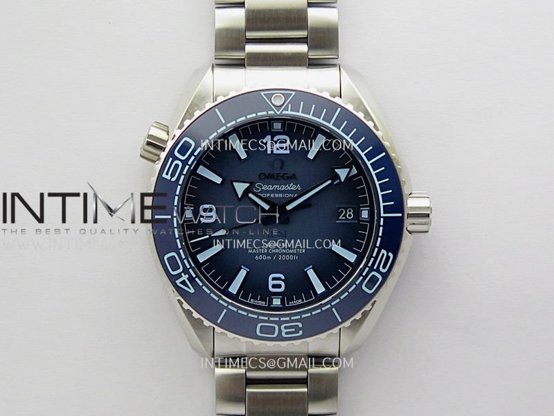 Planet Ocean 39.5mm Blue Ceramic Bezel SS VSF 1:1 Best Edition Summer Blue Dial On SS Bracelet Super Clone Asian 8800