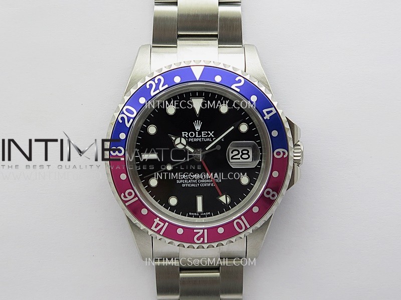 GMT-Master 16710 Blue/Red SS BP Best Edition Black Dial On Oyster Bracelet Super Clone 3186