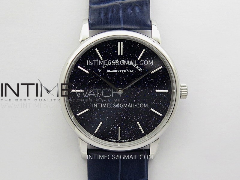 Saxonia Thin 211.026 SS SVF Best Edition Blue Star Dust Dial On Blue Leather Strap A2892