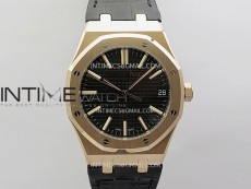 Royal Oak 41mm 15510 Gain Weight DDF 1:1 Best Edition Black Dial On Black Leather Strap Super Clone DD4302