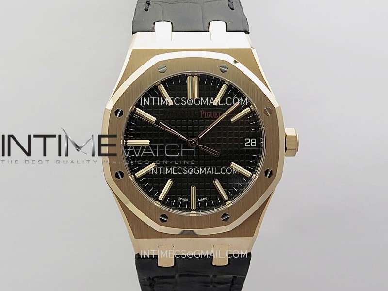 Royal Oak 41mm 15510 Gain Weight V2 DDF 1:1 Best Edition Black Dial On Black Leather Strap Super Clone DD4302